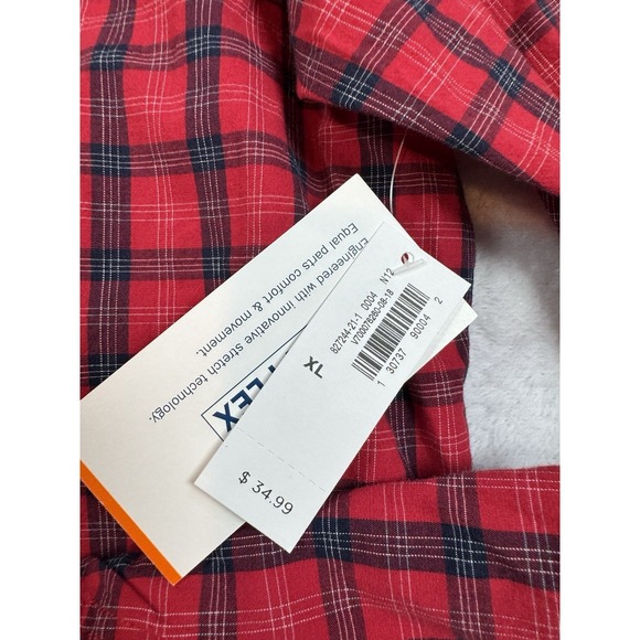 Old Navy Button Down Shirt Mens Size XL Red Blue Long Sleeve Chest Pocket *New* - Picture 2 of 6